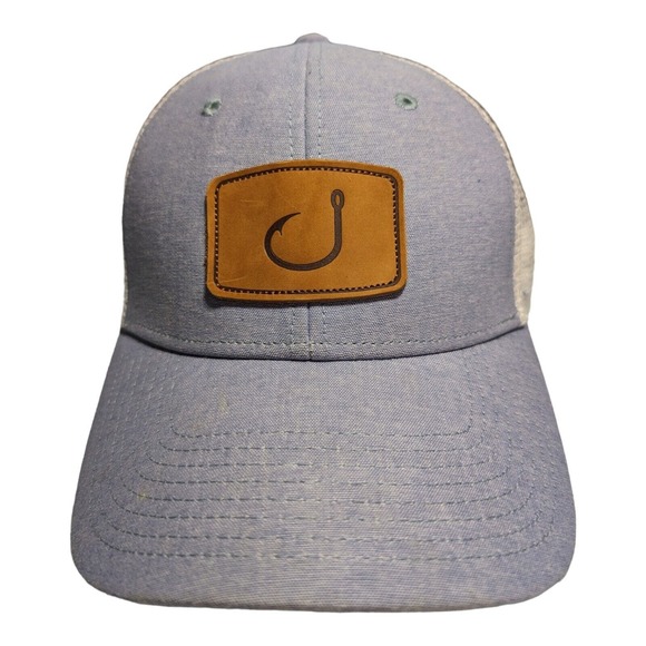 AVID Gear Adjustable Blue Fishing Hook Logo Patch Hat w/ White Mesh Back - Picture 1 of 8